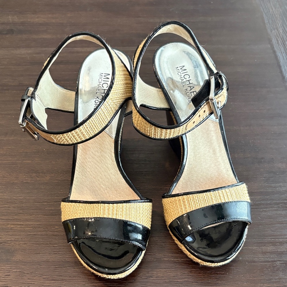 Michael Kors Black and Tan Strappy Sandals